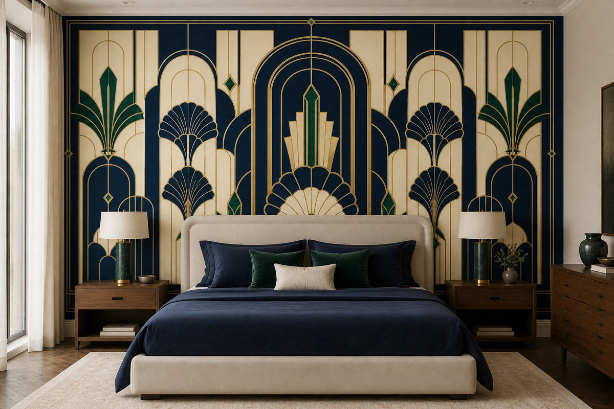 Navy Deco Arch Wallpaper Mural product view