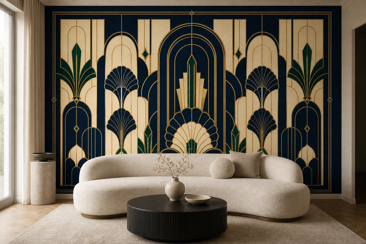 Navy Deco Arch Wallpaper Mural product view