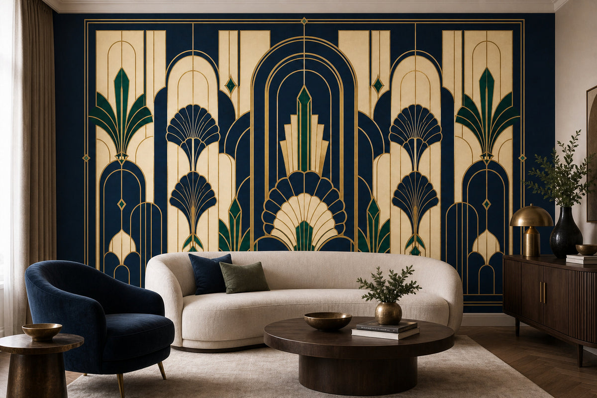 Navy Deco Arch Wallpaper Mural product view