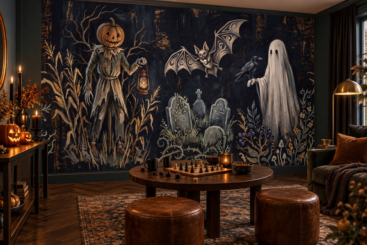 navy ghosts custom peel and stick wallpaper mural playroom removable non woven vinyl