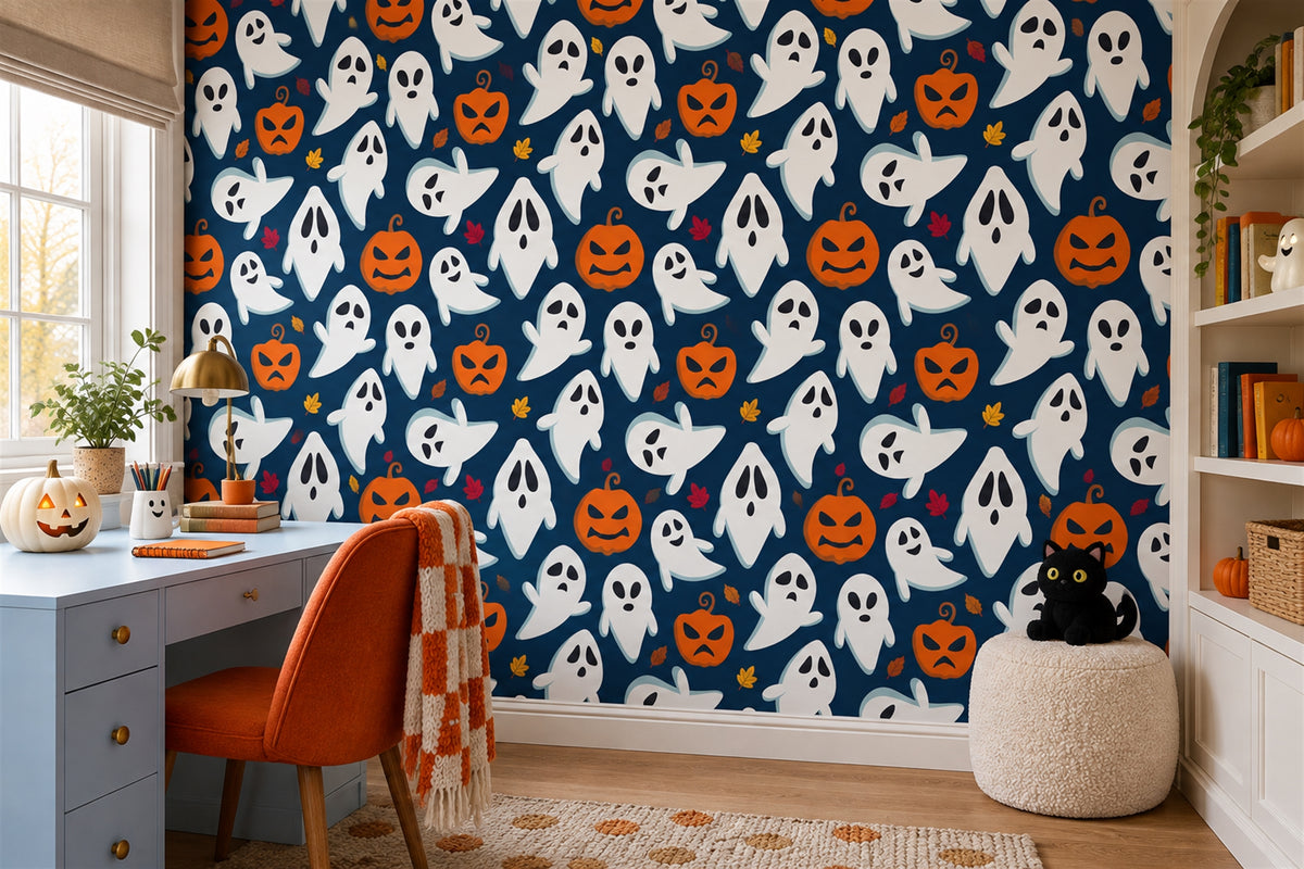 navy ghosts wallpaper mural study custom removable non woven vinyl self adhesive
