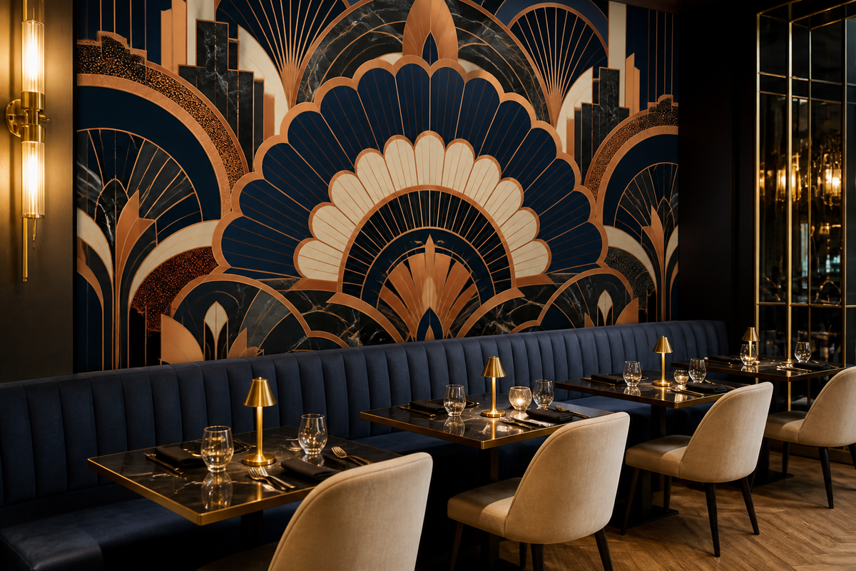 Navy Gold Art Wallpaper Mural product view