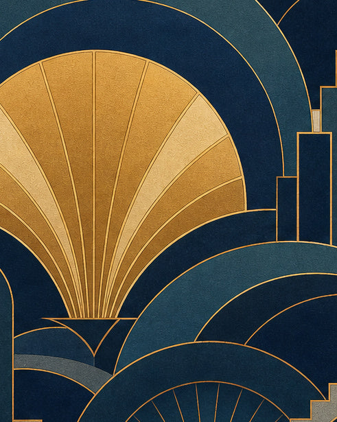 Navy Gold Art Wallpaper Mural product view