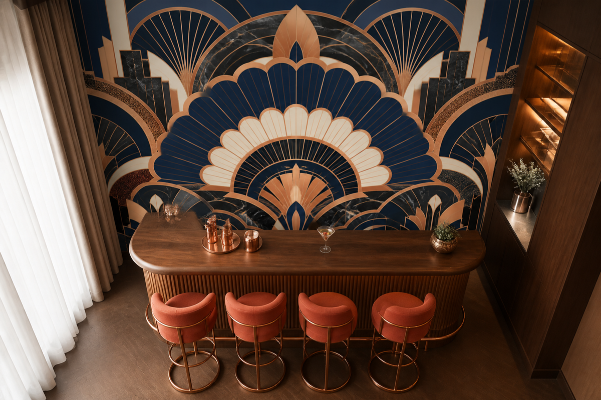 Navy Gold Art Wallpaper Mural product view