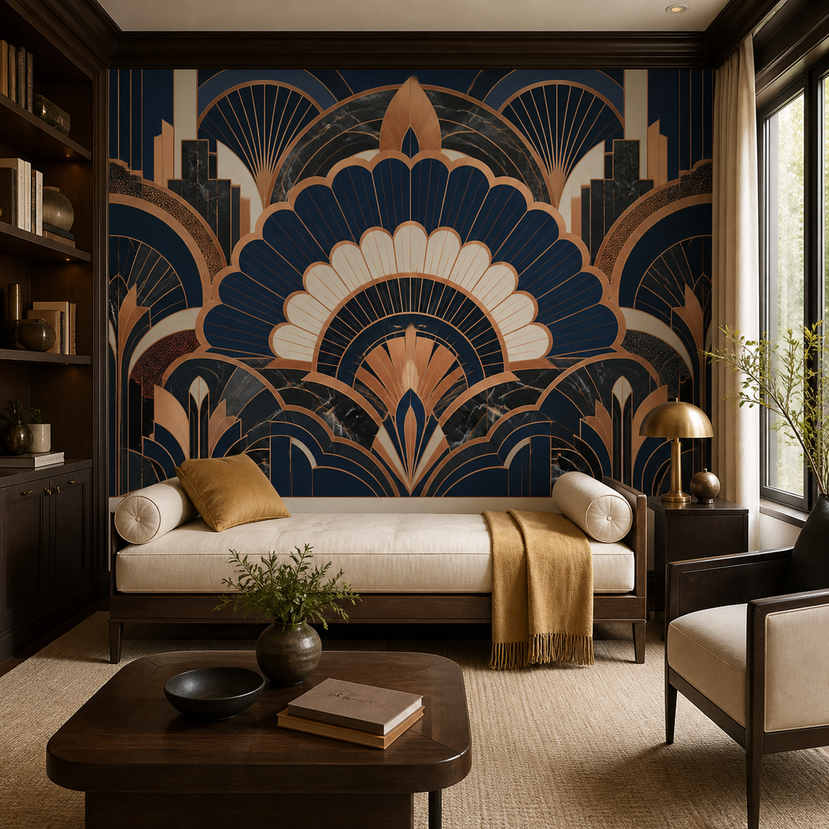 Navy Gold Art Wallpaper Mural product view