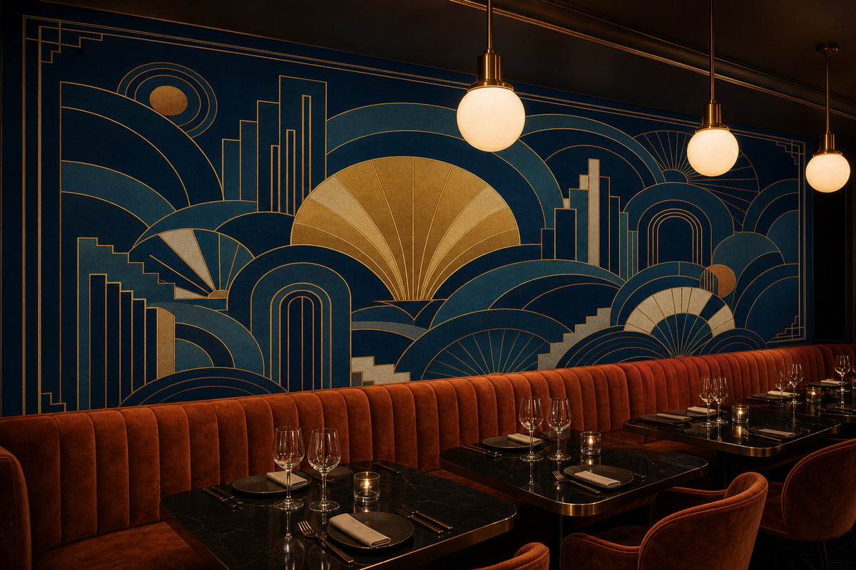 Navy Gold Art Wallpaper Mural product view