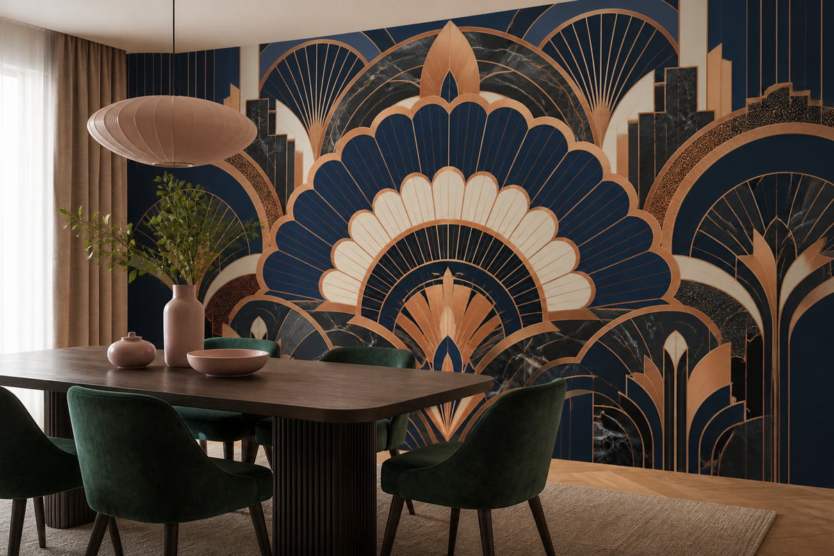 Navy Gold Art Wallpaper Mural product view