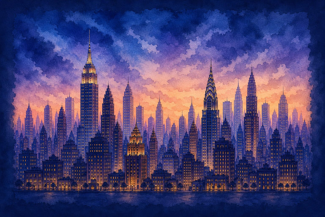 Navy Cityscape Wallpaper Mural product view