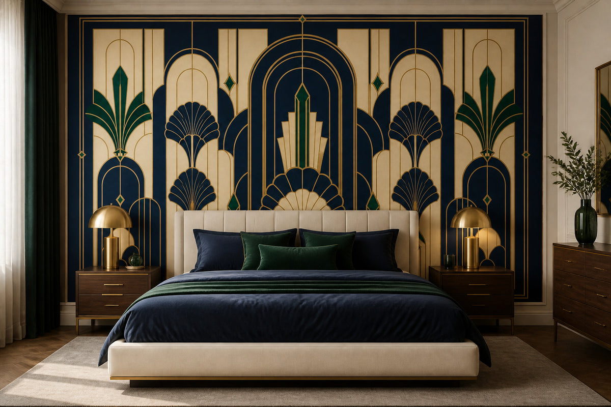 Navy Deco Arch Wallpaper Mural product view