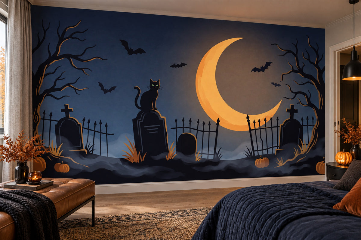 navy moon bedroom custom peel and stick removable non woven vinyl wallpaper mural