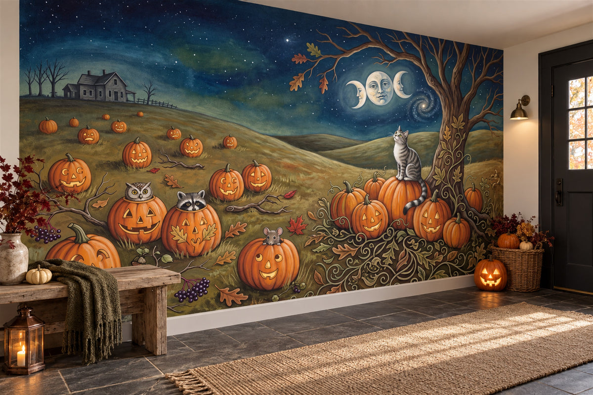 navy pumpkins custom stick on wallpaper mural entryway removable non woven vinyl