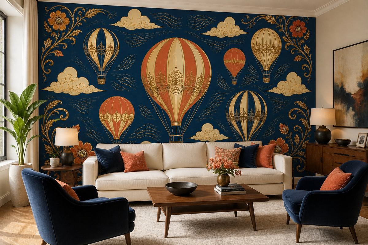 Navy Balloon Wallpaper Mural product view
