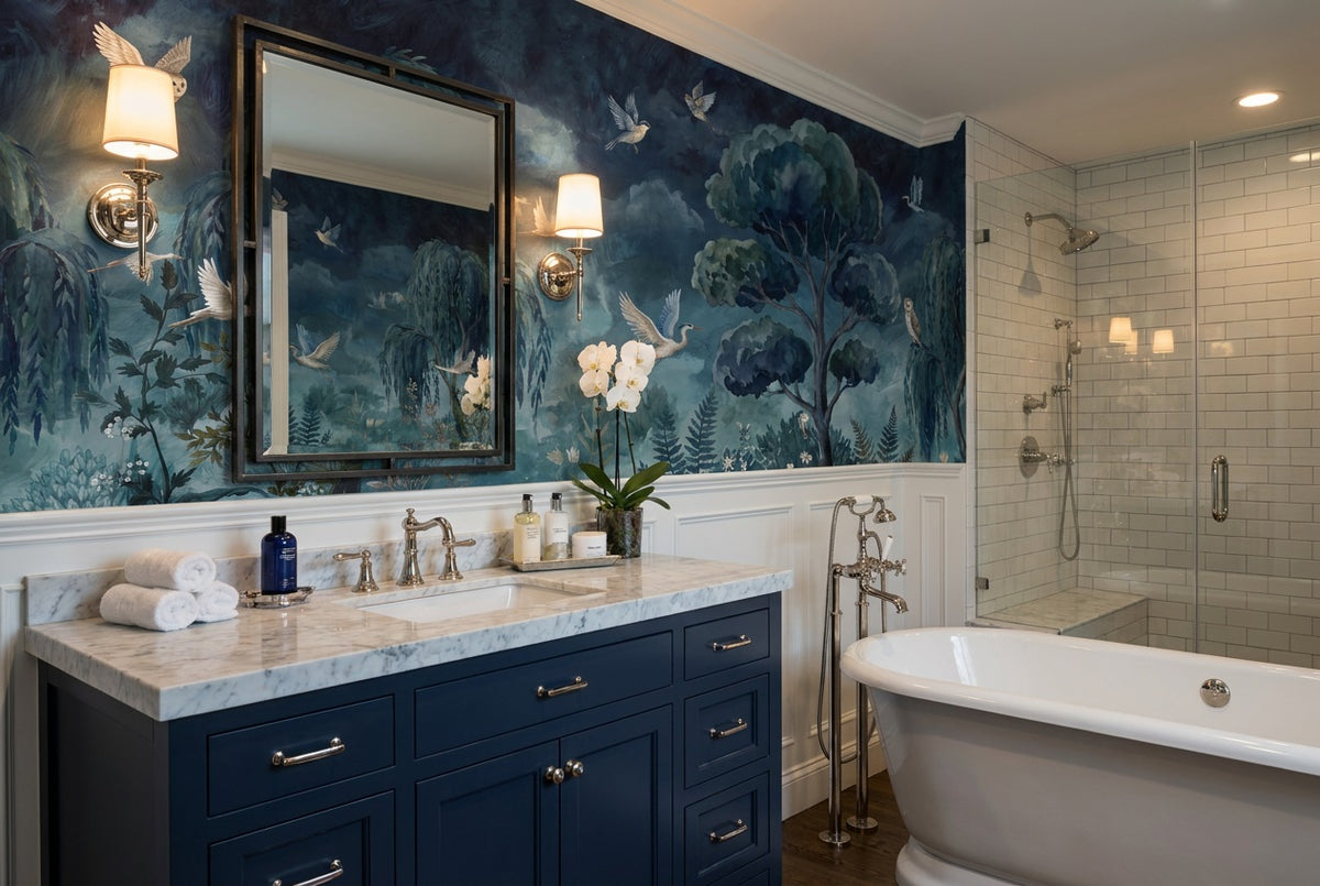 navy willow wallpaper mural custom self adhesive bathroom removable non woven vinyl