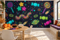 Black Neon Sweets Halloween Wallpaper Mural