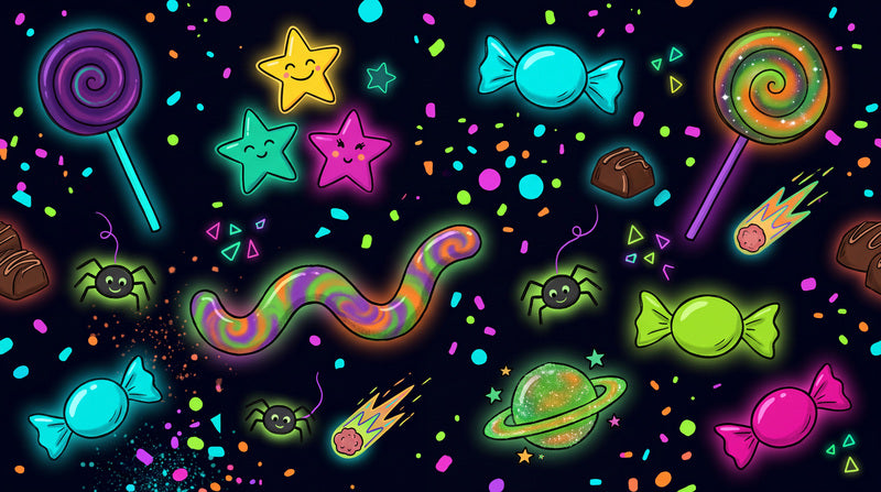 Black Neon Sweets Halloween Wallpaper Mural