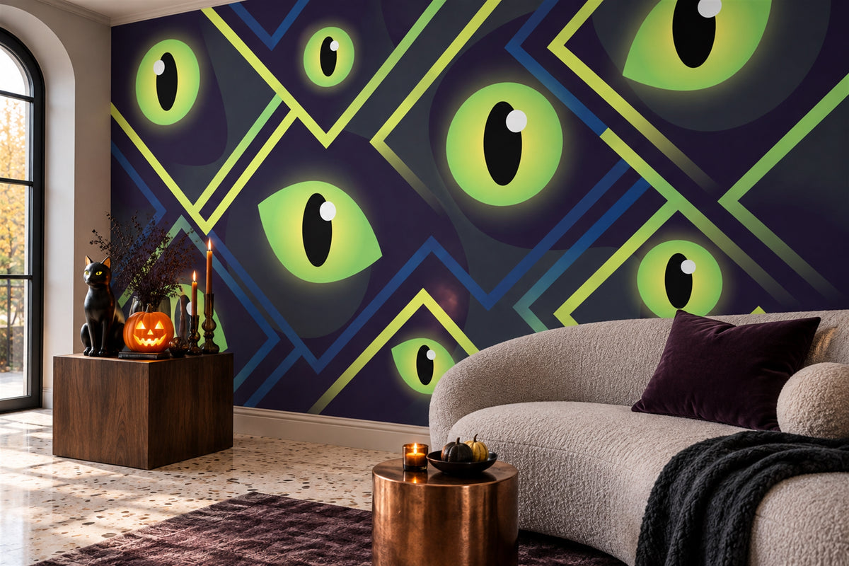 neon green eyes wallpaper mural living room custom removable non woven vinyl stick on