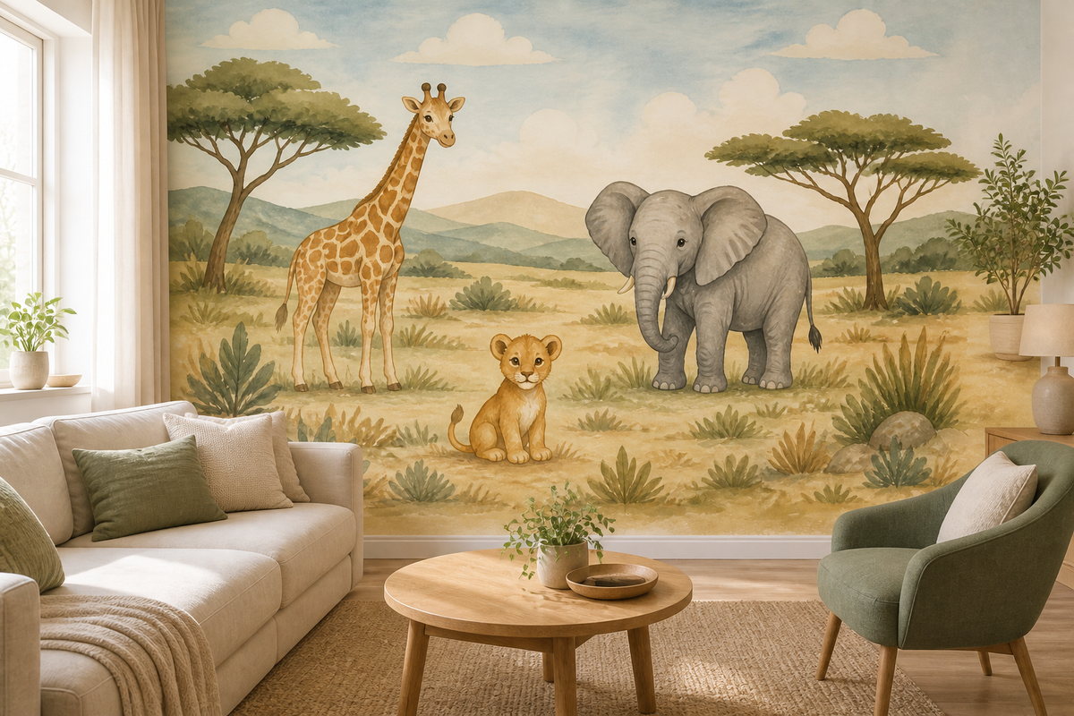 Neutral Safari Wallpaper Mural product view