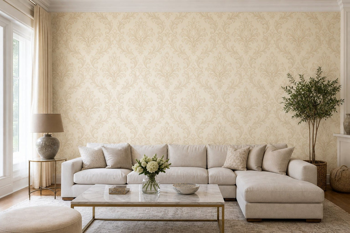 Neutral Damask Wallpaper Mural product view