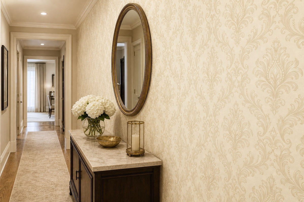 Neutral Damask Wallpaper Mural product view