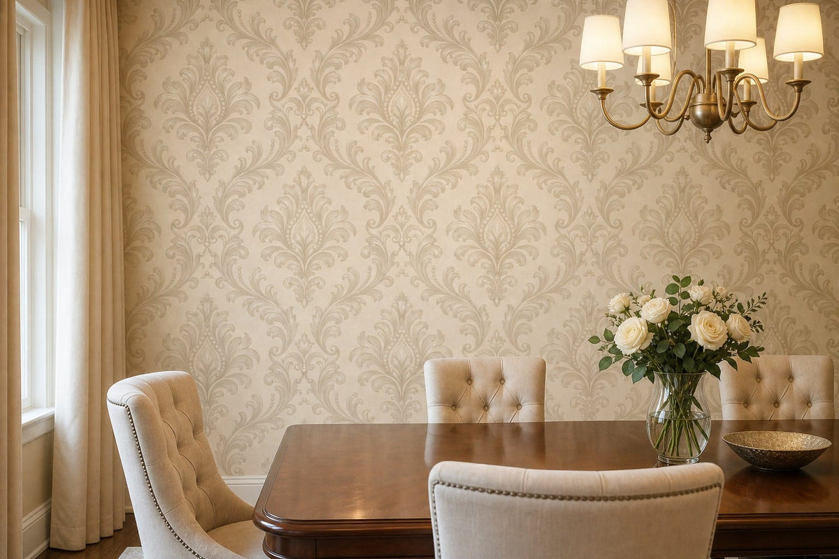 Neutral Damask Wallpaper Mural product view