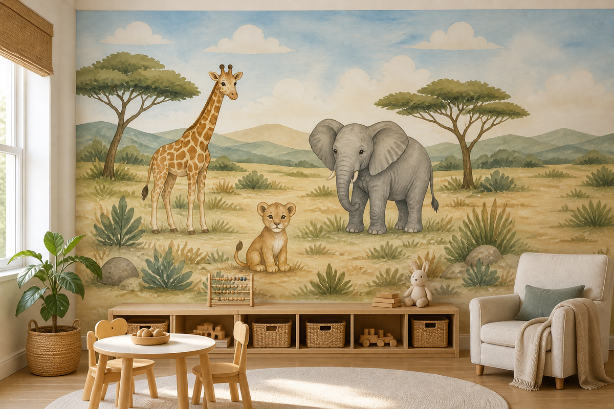 Neutral Safari Wallpaper Mural product view