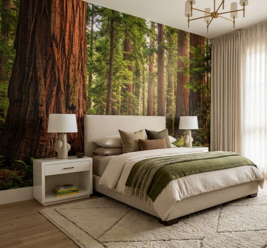 Golden Path Ancient Redwood Forest Wallpaper Mural in nursery