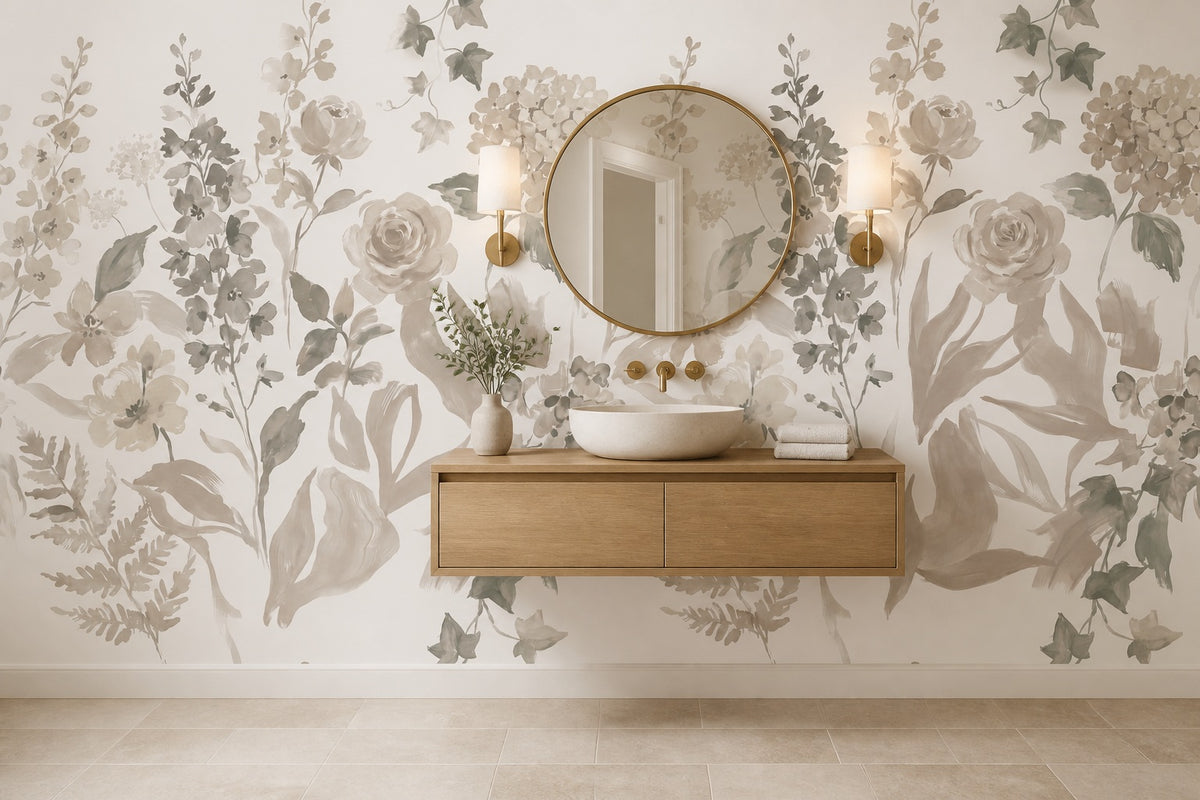ochre floral vintage jungle wallpaper powder custom stick on non woven vinyl removable
