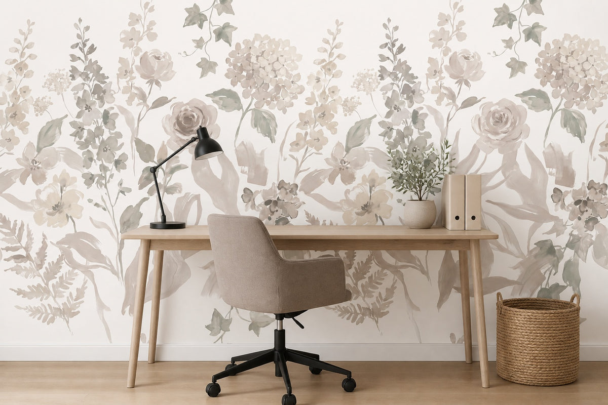 ochre flower vintage jungle wallpaper office custom stick on non woven vinyl removable