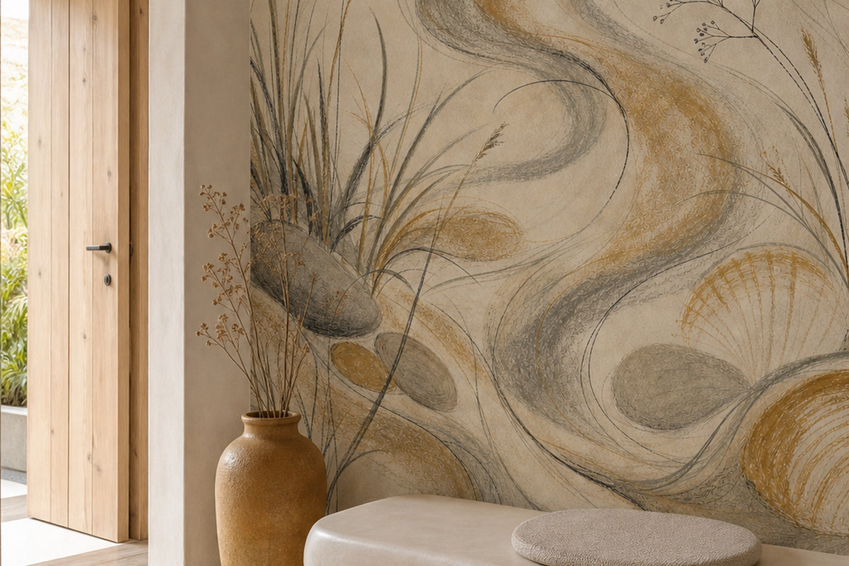 Ochre Hand Wallpaper Mural product view