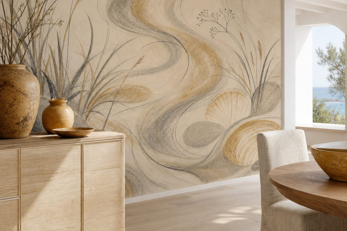 Ochre Hand Wallpaper Mural product view
