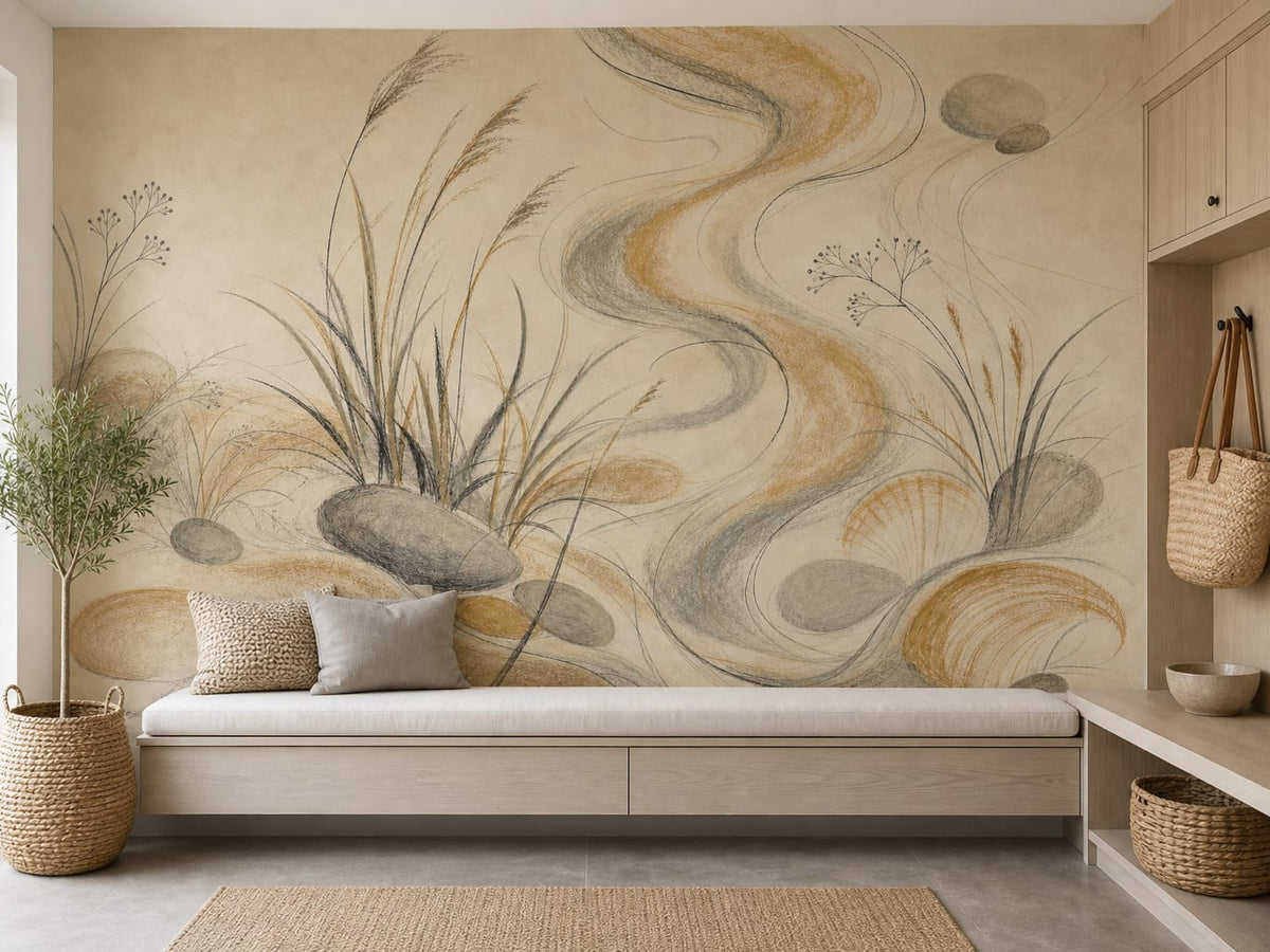 Ochre Hand Wallpaper Mural product view