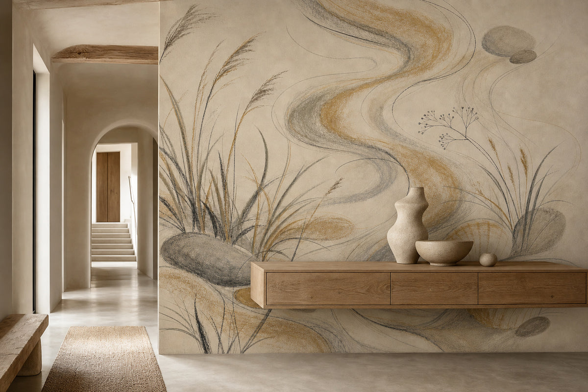 Ochre Hand Wallpaper Mural product view