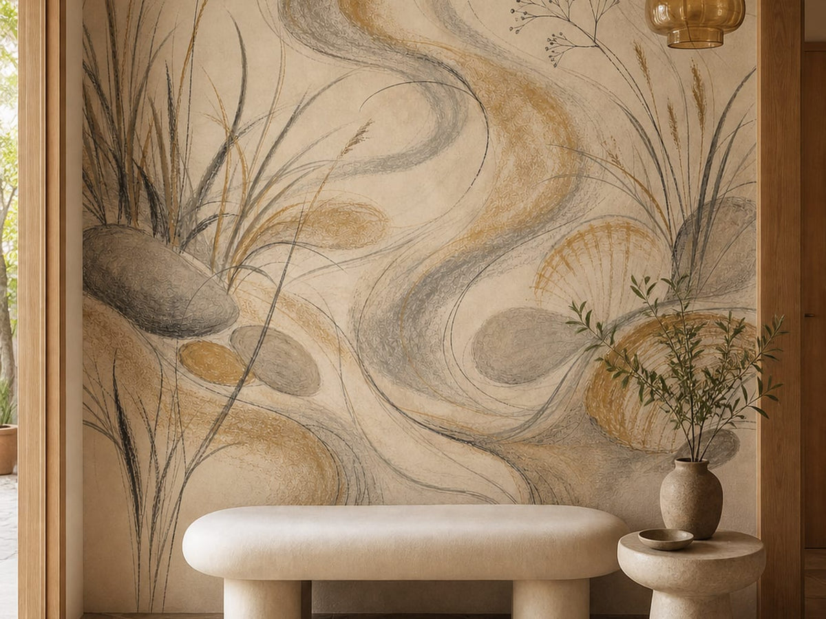 Ochre Hand Wallpaper Mural product view