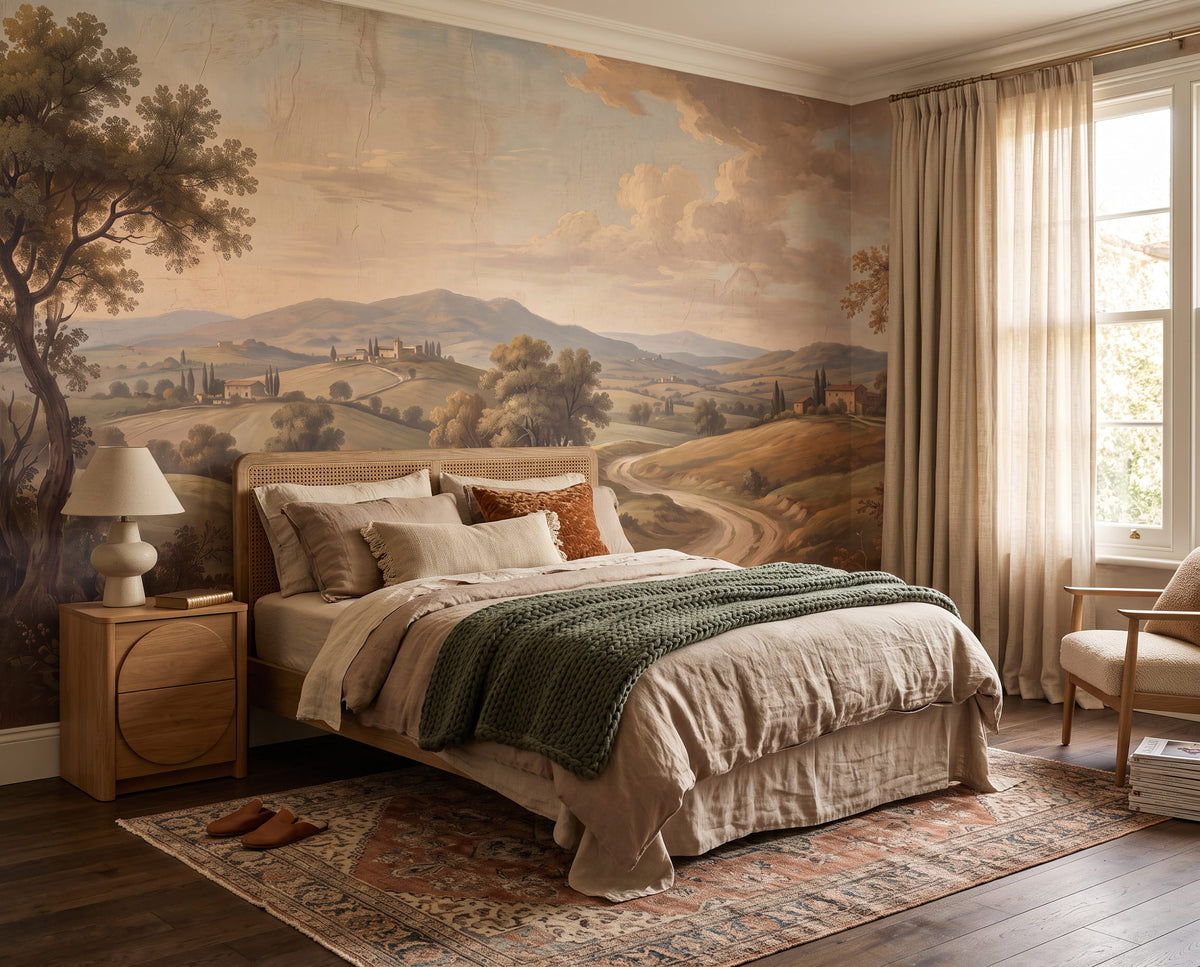 Vintage Countryside Rolling Hills Wallpaper Mural