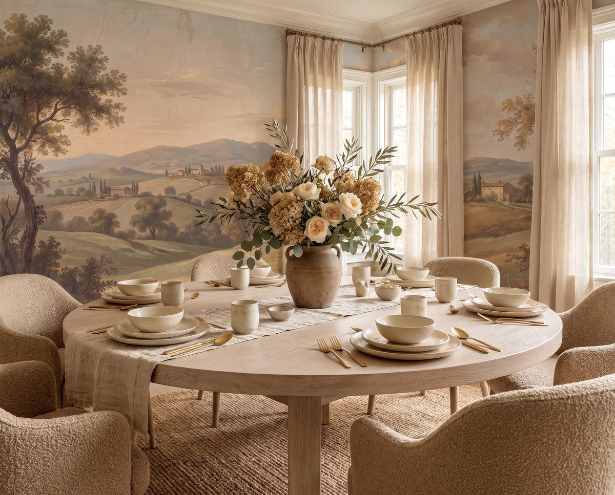 Vintage Countryside Rolling Hills Wallpaper Mural