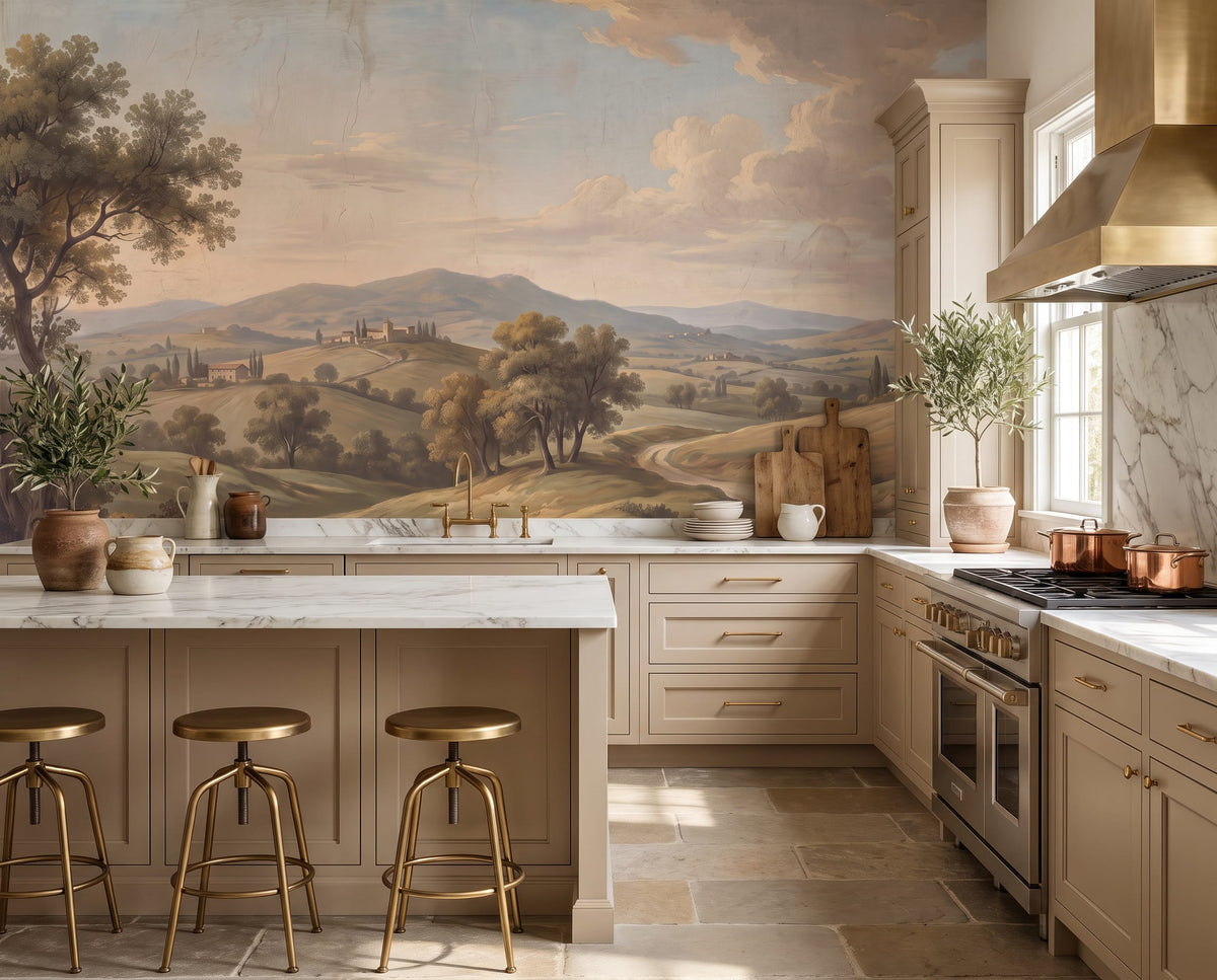 Vintage Countryside Rolling Hills Wallpaper Mural