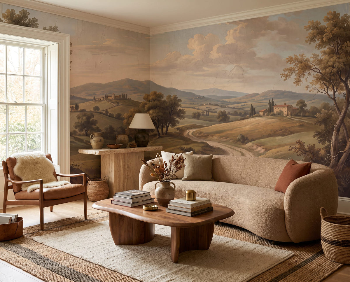 Vintage Countryside Rolling Hills Wallpaper Mural