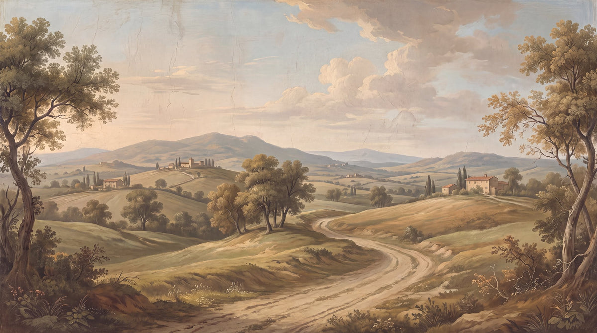 Vintage Countryside Rolling Hills Wallpaper Mural