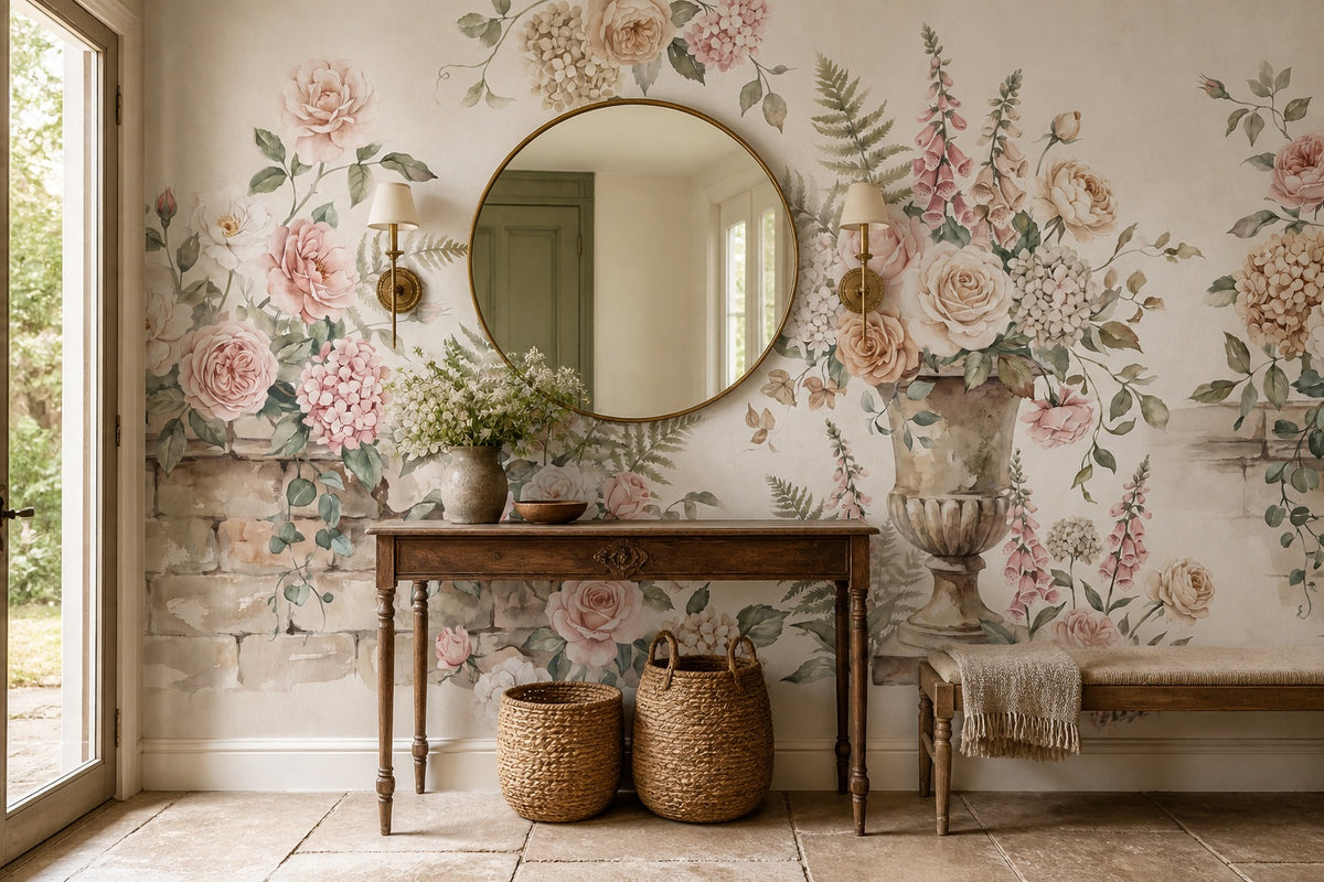 ochre leaf vintage jungle wallpaper entryway custom stick on non woven vinyl removable