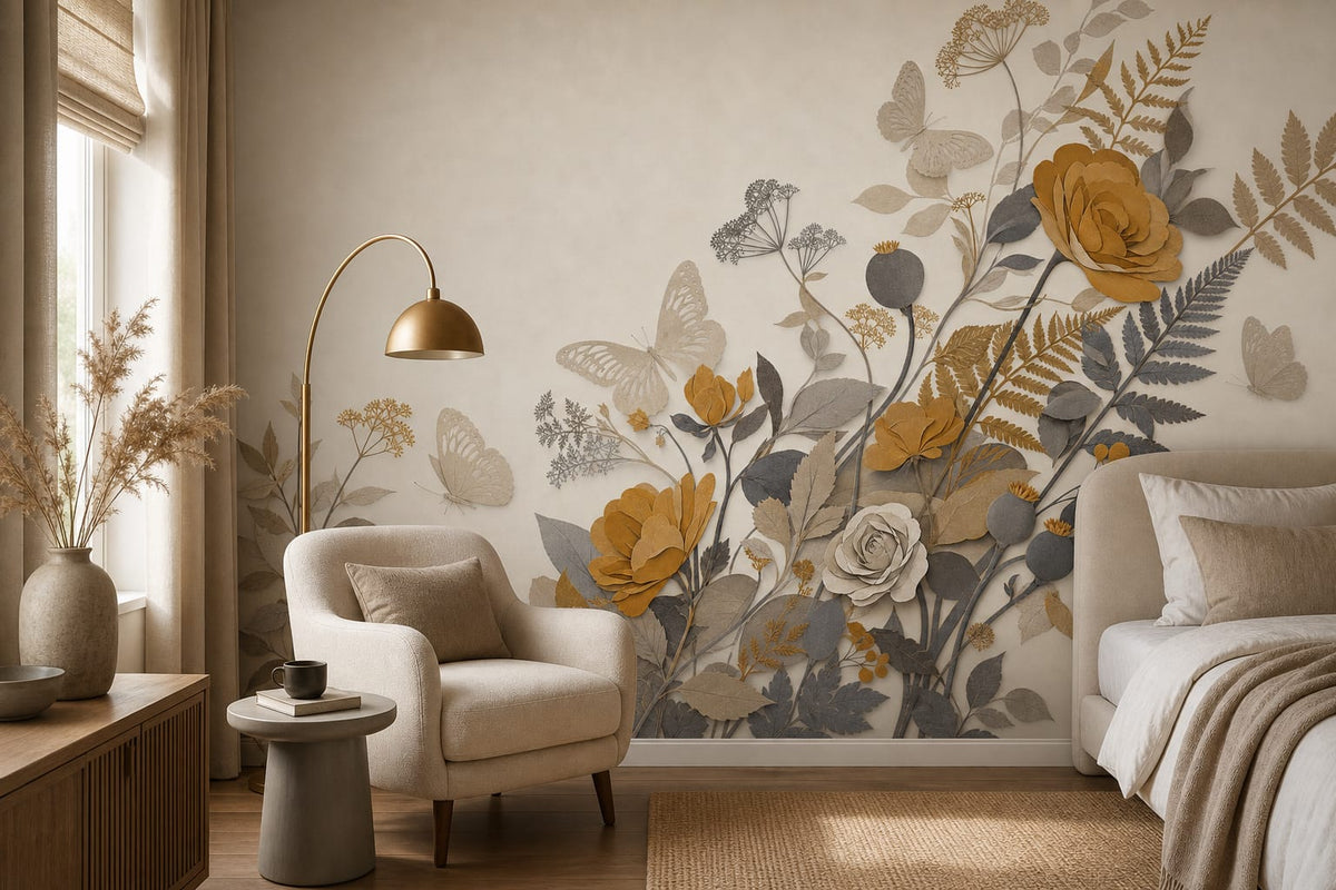 Ochre Silk Wallpaper Mural product view