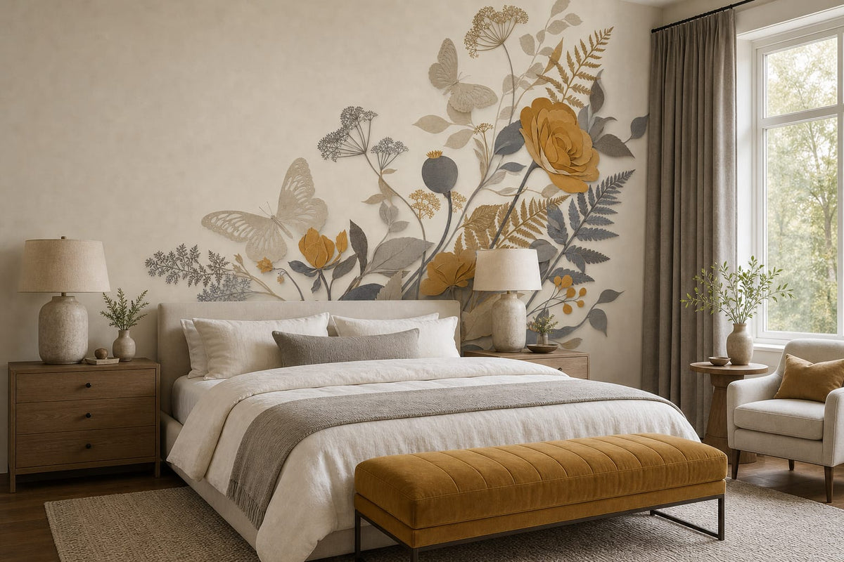 Ochre Silk Wallpaper Mural product view