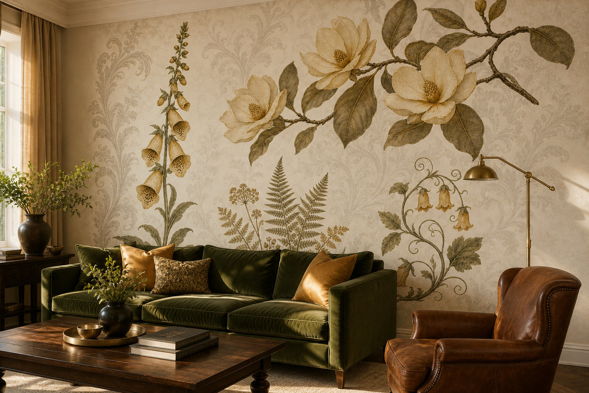 Ochre Silk Wallpaper Mural product view