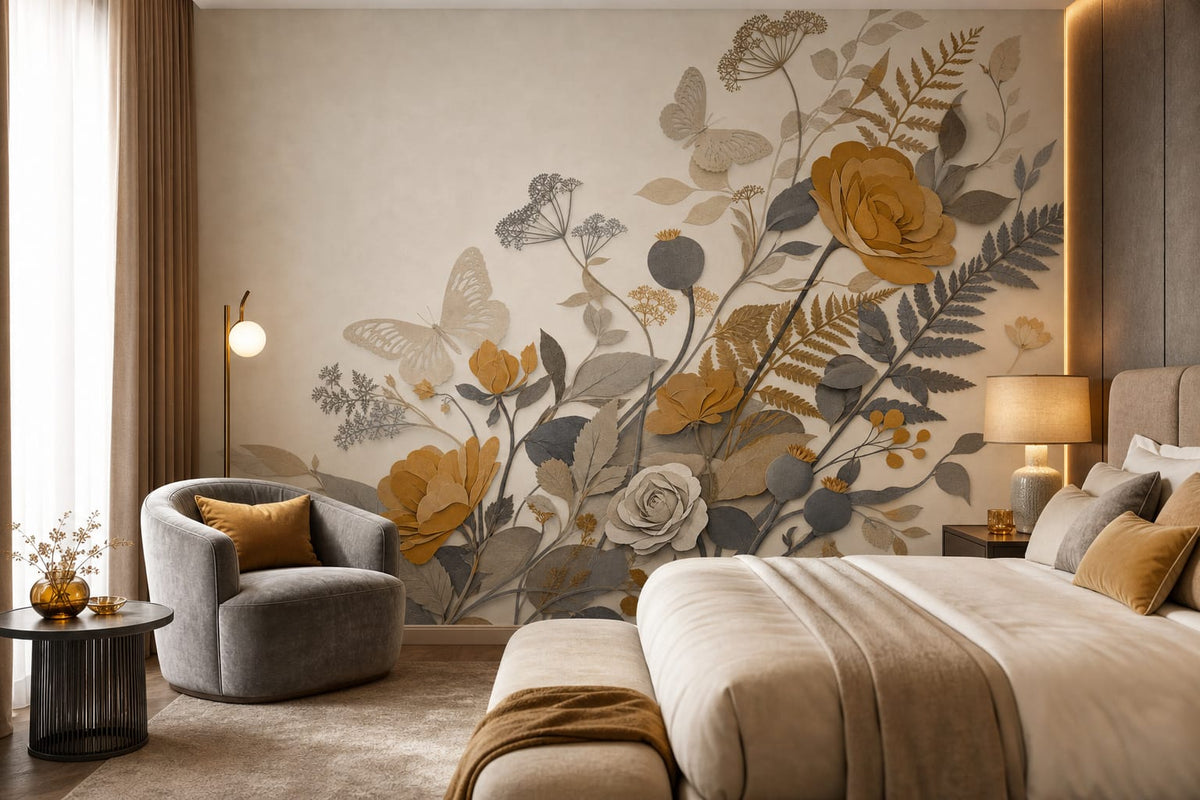 Ochre Silk Wallpaper Mural product view