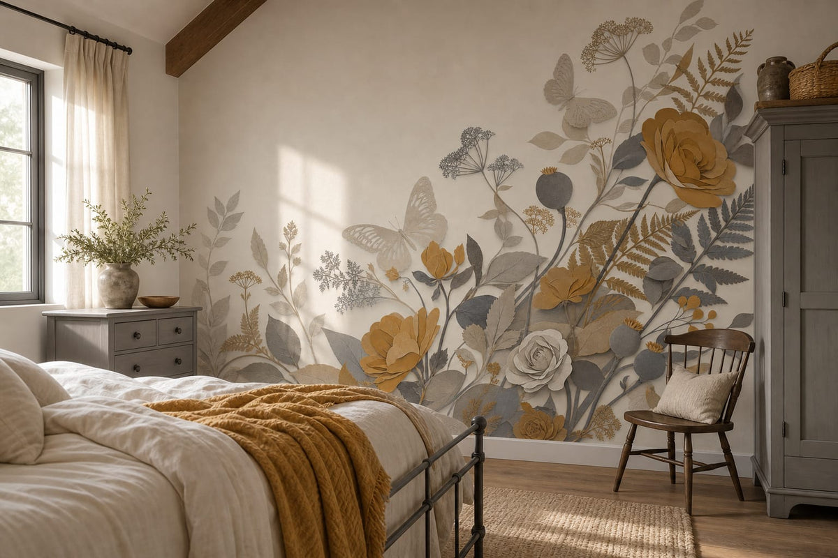 Ochre Silk Wallpaper Mural product view