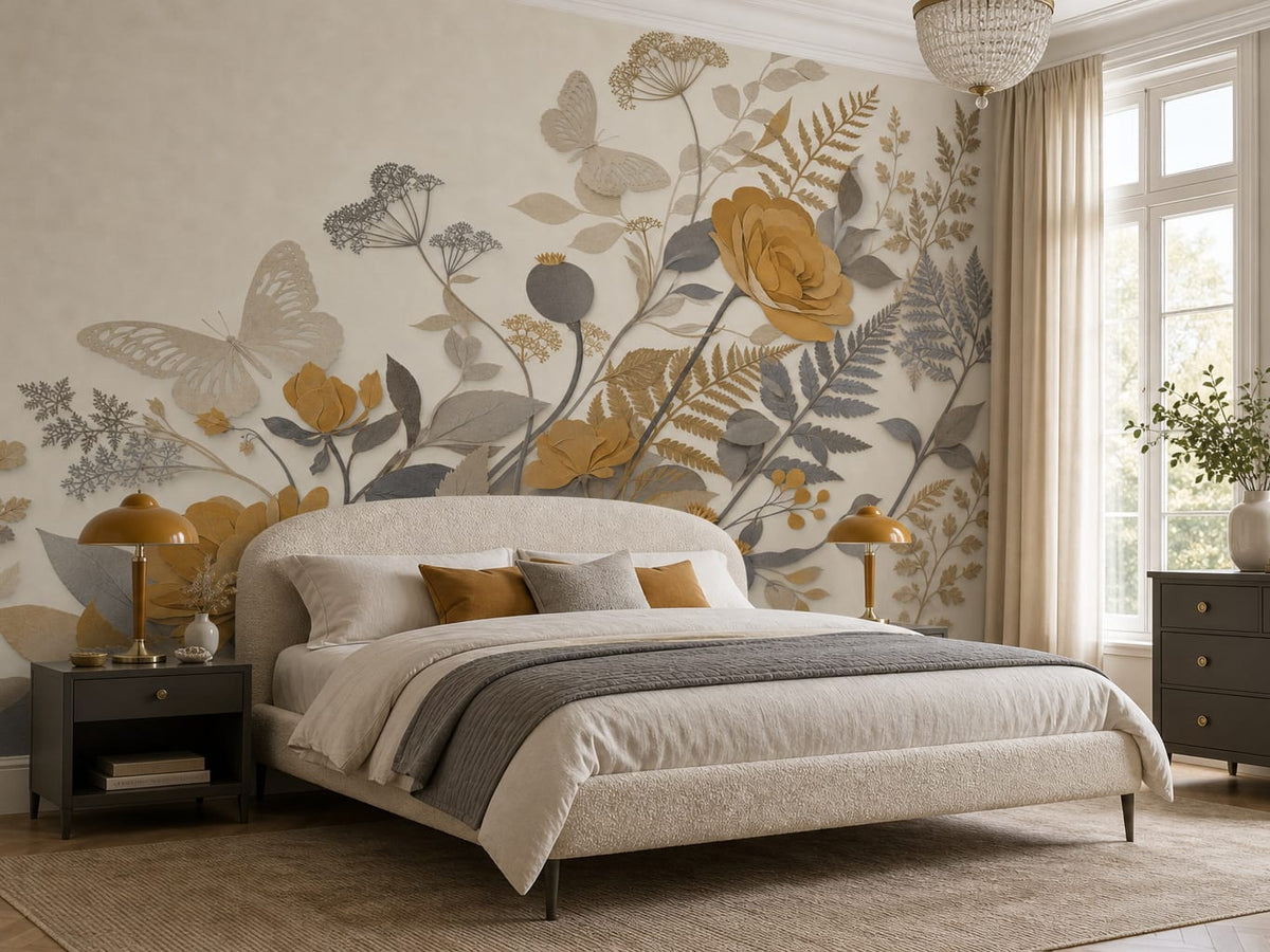 Ochre Silk Wallpaper Mural product view