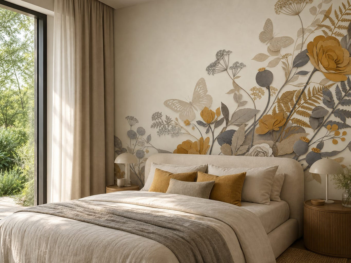 Ochre Silk Wallpaper Mural product view
