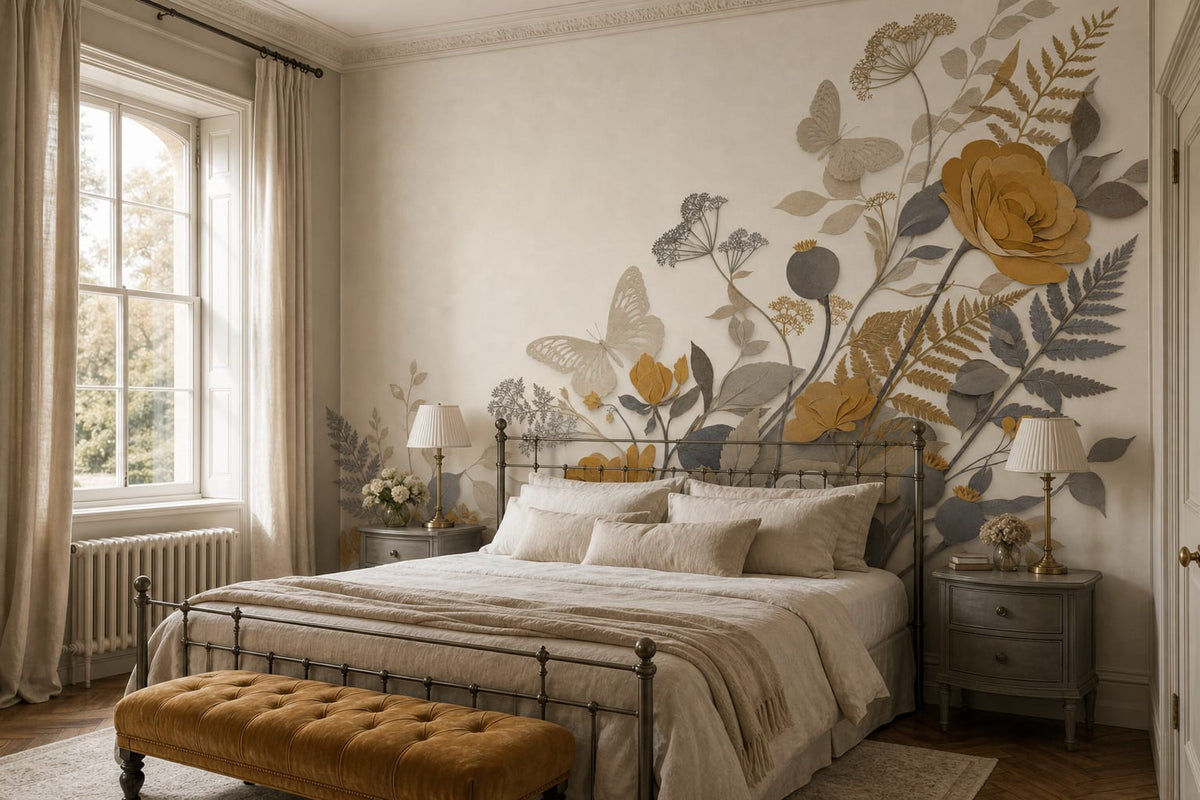 Ochre Silk Wallpaper Mural product view