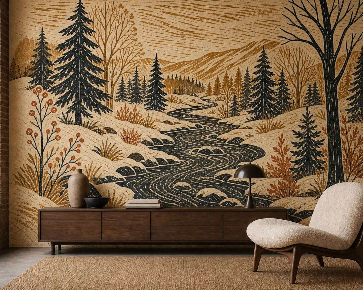 Ochre Snow Wallpaper Mural product view