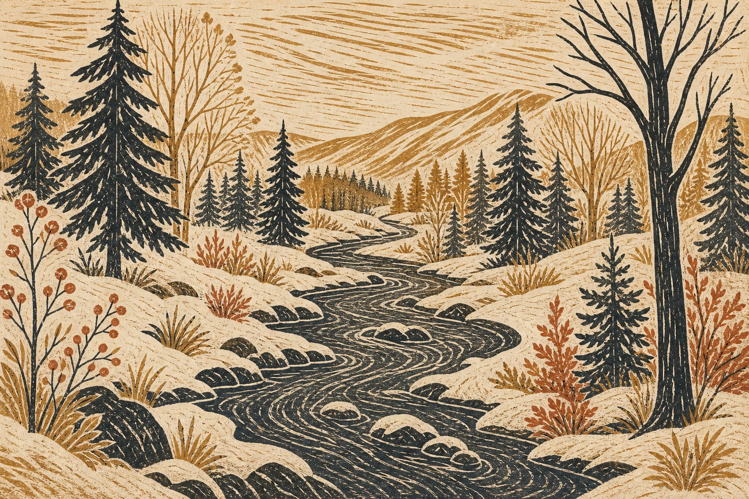 Ochre Snow Wallpaper Mural