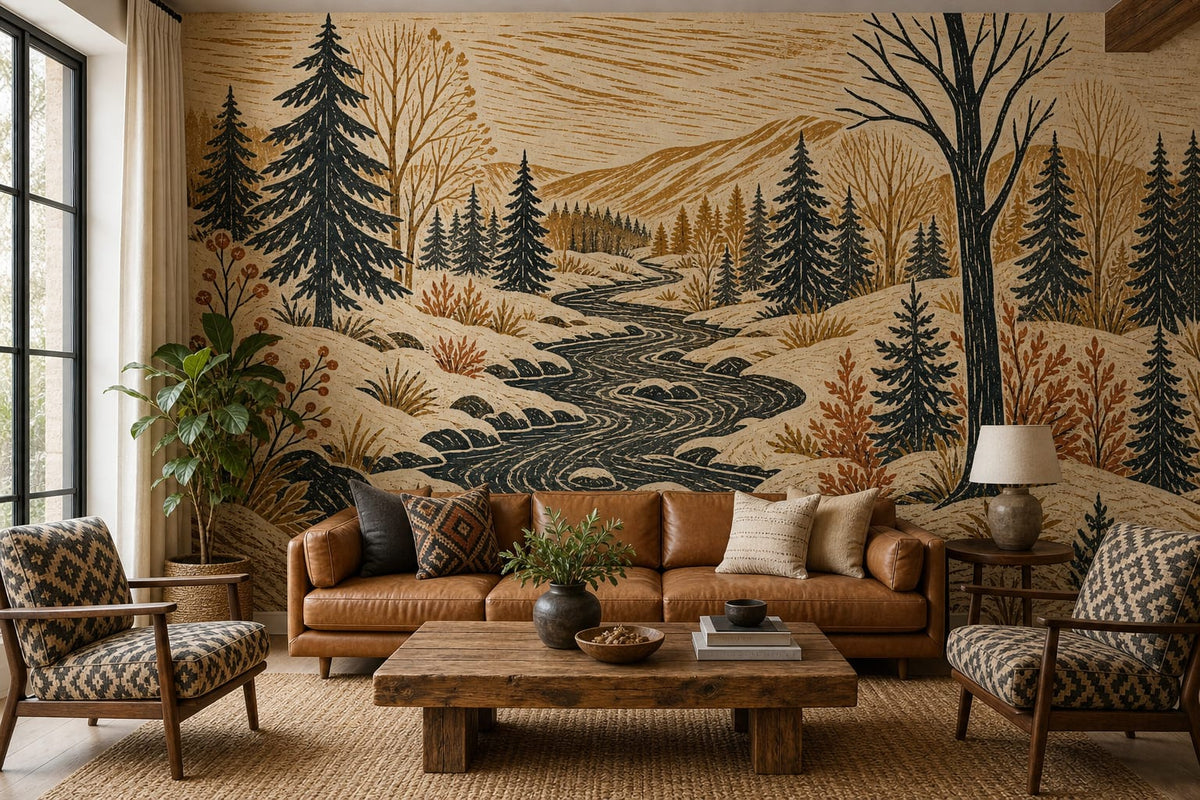 Ochre Snow Wallpaper Mural product view